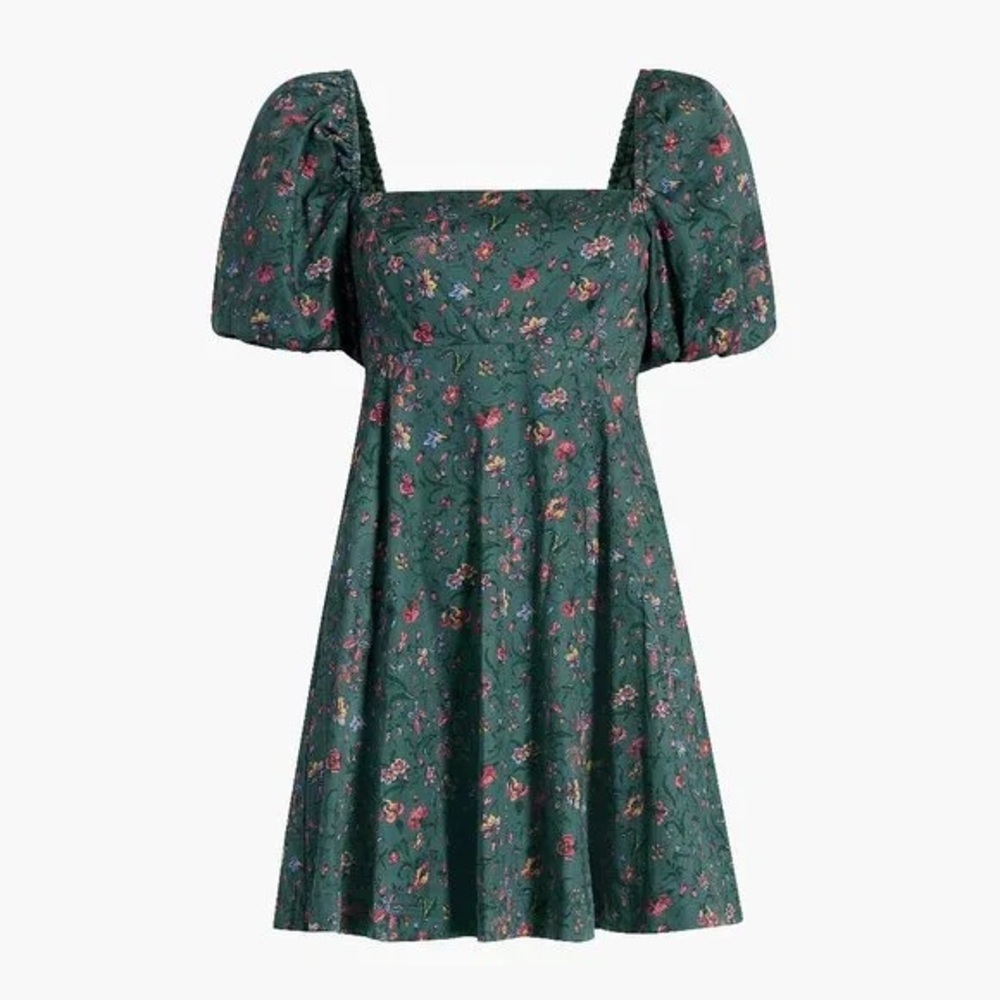 Hill House Mini Dress in Forest Green Floral